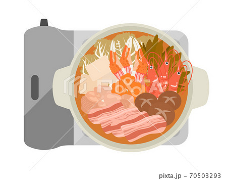 キムチ鍋料理のイラストのイラスト素材