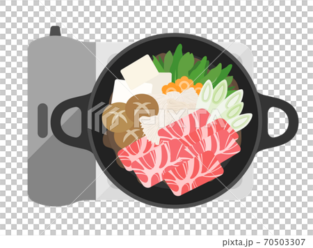 Illustration of sukiyaki hot pot cooking 70503307
