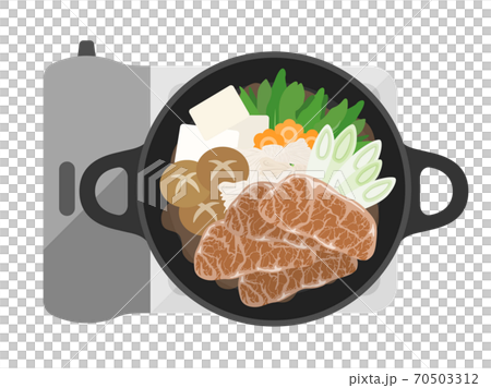 Illustration of sukiyaki hot pot cooking 70503312