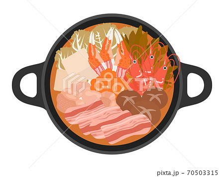 キムチ鍋料理のイラストのイラスト素材