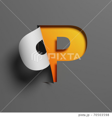 Curl paper font 3d rendering letter P Curl paper font 3d rendering letter P 70503598