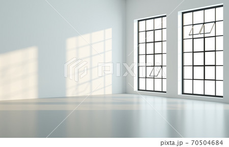 Loft style interior with two black windows 70504684