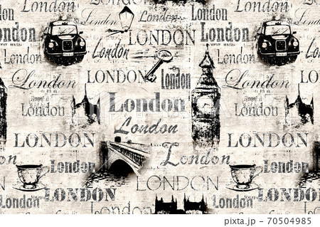 Vintage old newspaper paper London grunge collage background 70504985