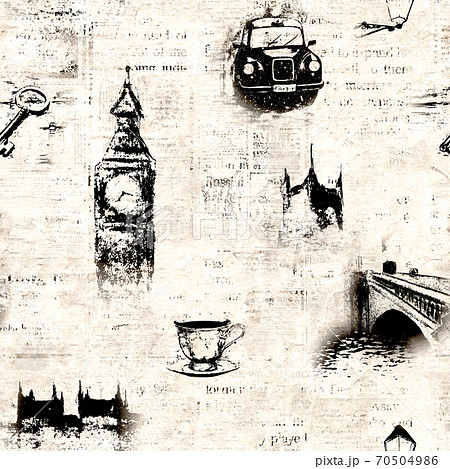 Vintage old newspaper paper London grunge collage background Vintage old newspaper paper London grunge collage background 70504986