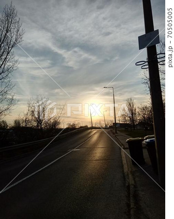 Sunset at richmeadow square in Budapest 70505005