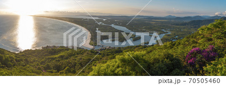 river in the jungle flows into the ocean. 70505460