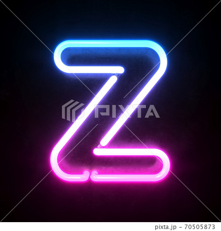 Neon 3d font, blue and pink neon light 3d rendering, letter Z 70505873