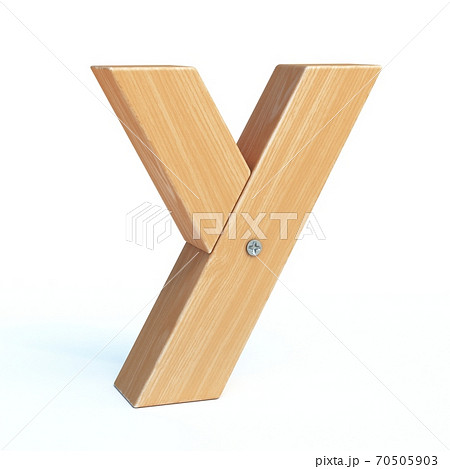 Wood font, 3d alphabet made of wooden parts, 3d rendering, letter Y 70505903