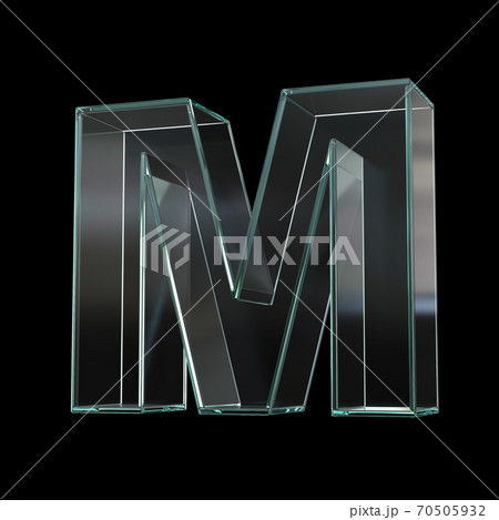 Glass font 3d rendering, letter M 70505932
