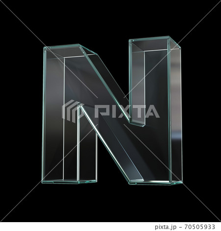 Glass font 3d rendering, letter N Glass font 3d rendering, letter N 70505933