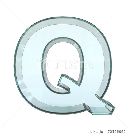Glass font 3d rendering, letter Q 70506062
