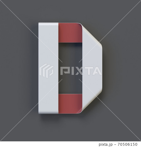 Origami paper font, folded ribbon font 3d rendering, letter D 70506150