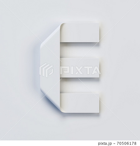 Origami paper font, folded ribbon font 3d rendering, letter E 70506178