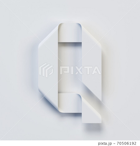 Origami paper font, folded ribbon font 3d rendering, letter Q 70506192
