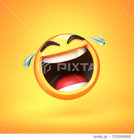 Happy cry Emoji isolated on yellow background,... - Stock Illustration  [70506968] - PIXTA