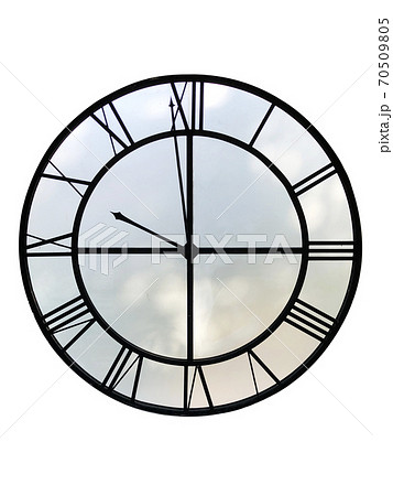 Big tower clock silhouette on white background Big tower clock silhouette on white background 70509805