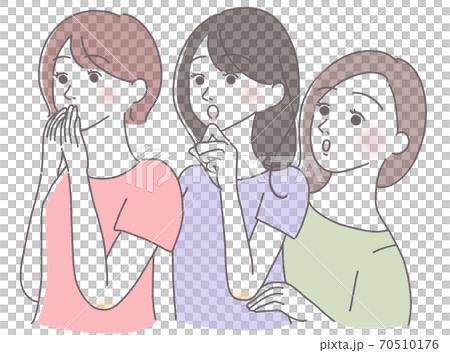 驚く女性達 グループ 複数人のイラスト素材