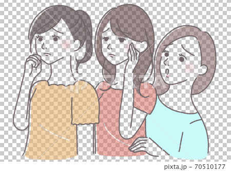 残念な表情の女性達 グループ 複数人のイラスト素材