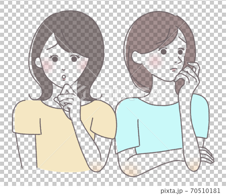 Two women with unfamiliar facial expressions 70510181