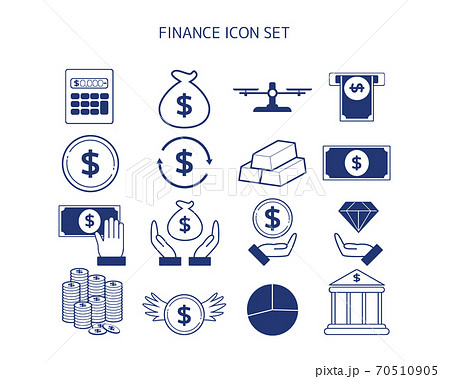 金融 銀行系のベクターイラストセット お金のアイコンのイラスト素材