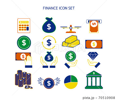 金融 銀行系のベクターイラストセット お金のアイコンのイラスト素材