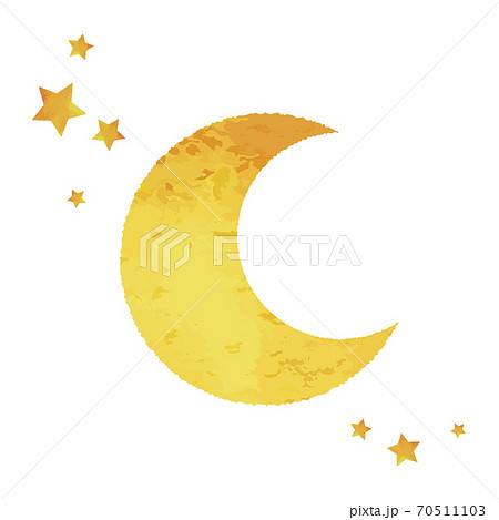月と星の水彩イラストのイラスト素材
