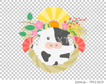Illustration of Shimenawa and cow character 70511629