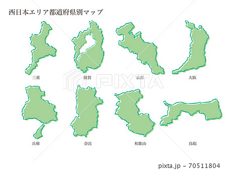 都道府県別マップ 西日本のイラスト素材