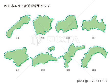 都道府県別マップ 西日本のイラスト素材