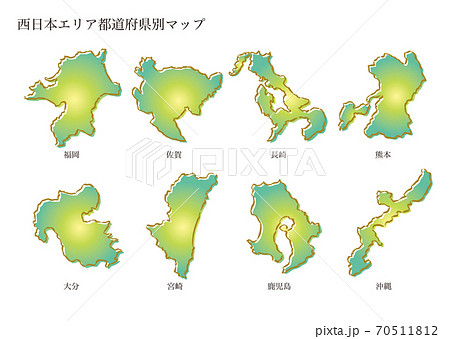 都道府県別マップ 西日本のイラスト素材