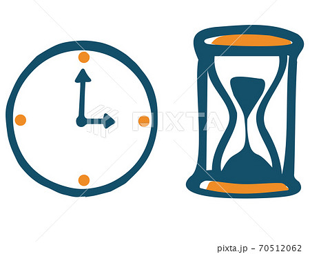 時計と砂時計のシンプルイラストのイラスト素材