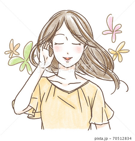 髪をなびかせる女性 髪をなびかせる女性 70512834