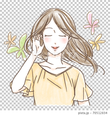 髪をなびかせる女性 髪をなびかせる女性 70512834