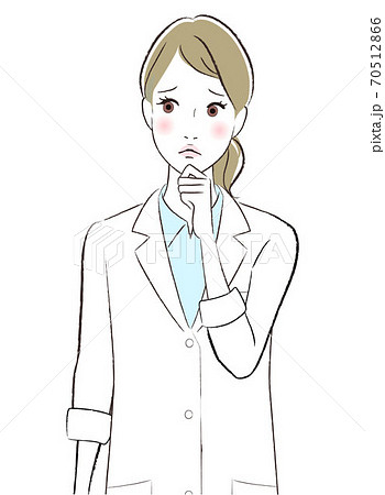 心配している白衣の女性のイラストのイラスト素材