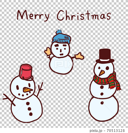 クリスマス かわいい 雪だるま イラストセットのイラスト素材