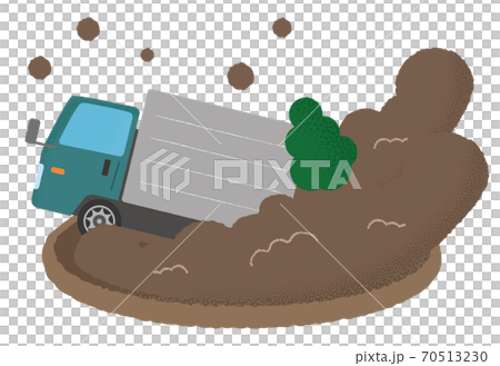 Vector illustration of a green truck in a landslide Vector illustration of a green truck in a landslide 70513230
