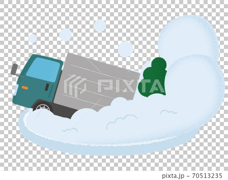 Vector illustration of a green truck suffering from an avalanche Vector illustration of a green truck suffering from an avalanche 70513235