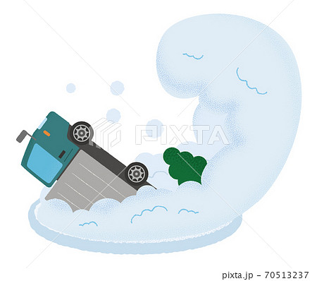 雪崩の被害に遭う緑色のトラックのベクターイラスト 雪崩の被害に遭う緑色のトラックのベクターイラスト 70513237