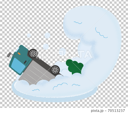 雪崩の被害に遭う緑色のトラックのベクターイラスト 雪崩の被害に遭う緑色のトラックのベクターイラスト 70513237