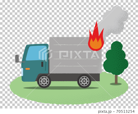 火災に遭う緑色のトラックのベクターイラスト 火災に遭う緑色のトラックのベクターイラスト 70513254