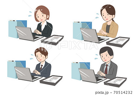 オフィスで仕事をする社員　多忙(線無し) 70514232