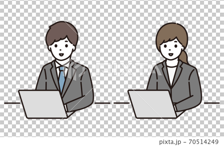 商人，女商人，計算機插圖 70514249