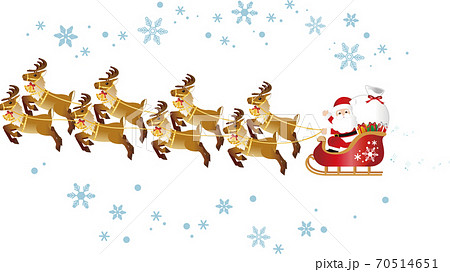 クリスマス サンタクロースとトナカイのソリ イラスト素材のイラスト素材 70514651 Pixta