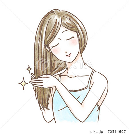 トリートメントをする女性のイラスト素材