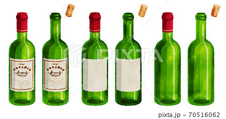 水彩タッチのワイン瓶イラスト 70516062