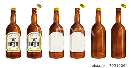 水彩タッチのビール瓶イラスト 70516064