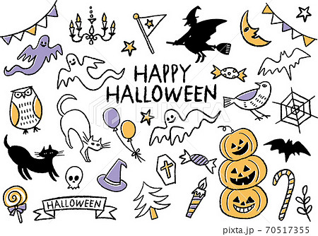 ハロウィンの線画イラスト 70517355