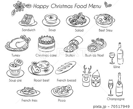 クリスマスフードメニューアイコン 70517949