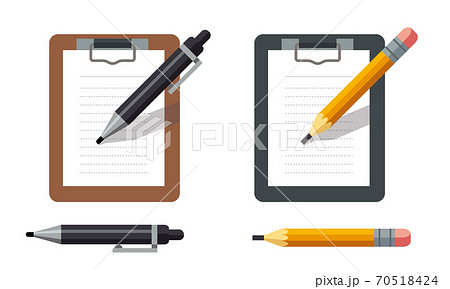 クリップボードとペンと鉛筆のイラスト素材のイラスト素材