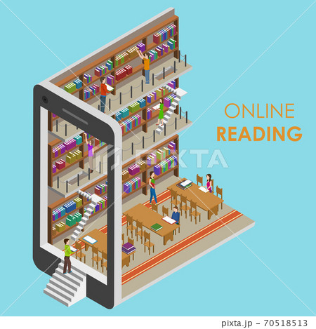 Online Reading Conceptual Isometric Illustration. 70518513